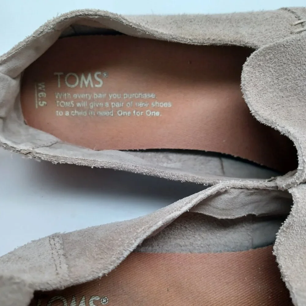 Toms Suede Flats Espadrilles Slip On‎ Loafer Neutral Tan Womens 6.5